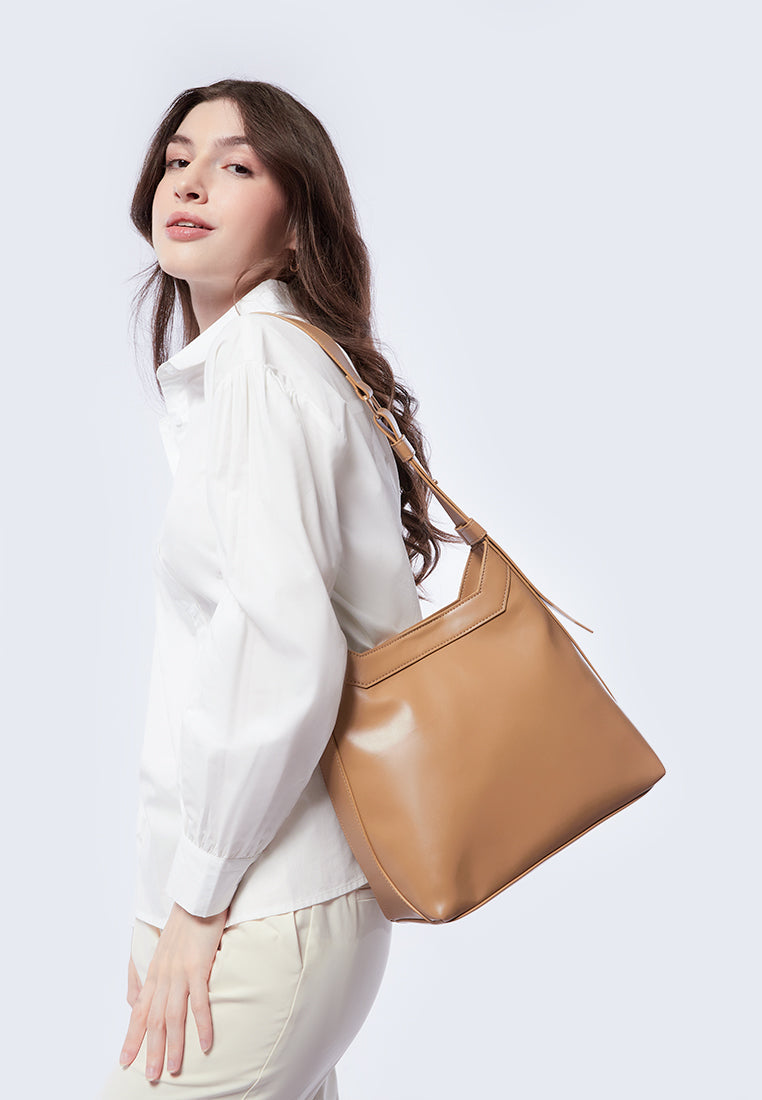 Tan Tote Bag With Adjustable Strap