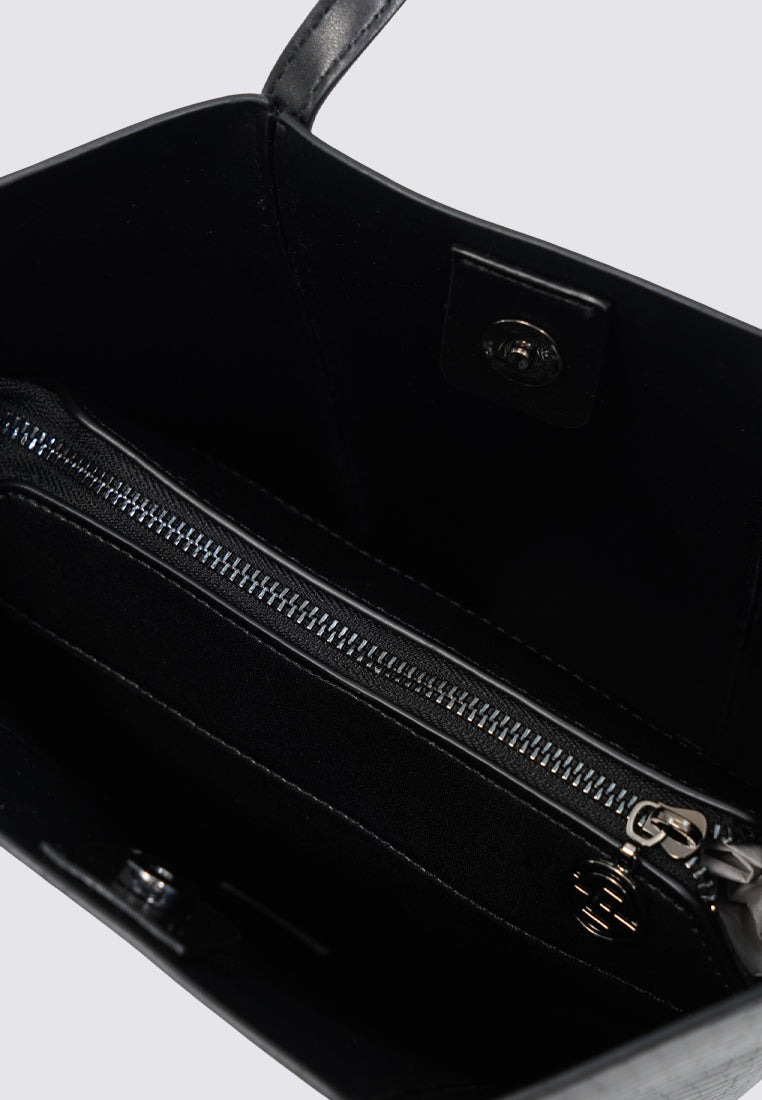 Black Sling Bag with Top Handle