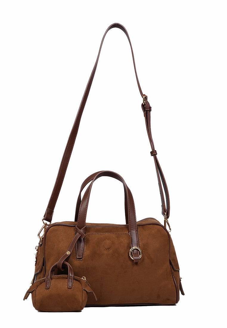 Brown Shoulder Bag with Top Handle
