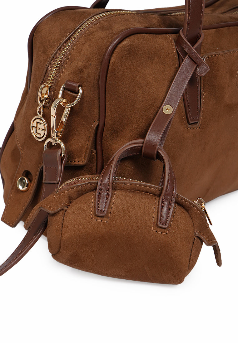 Brown Shoulder Bag with Top Handle