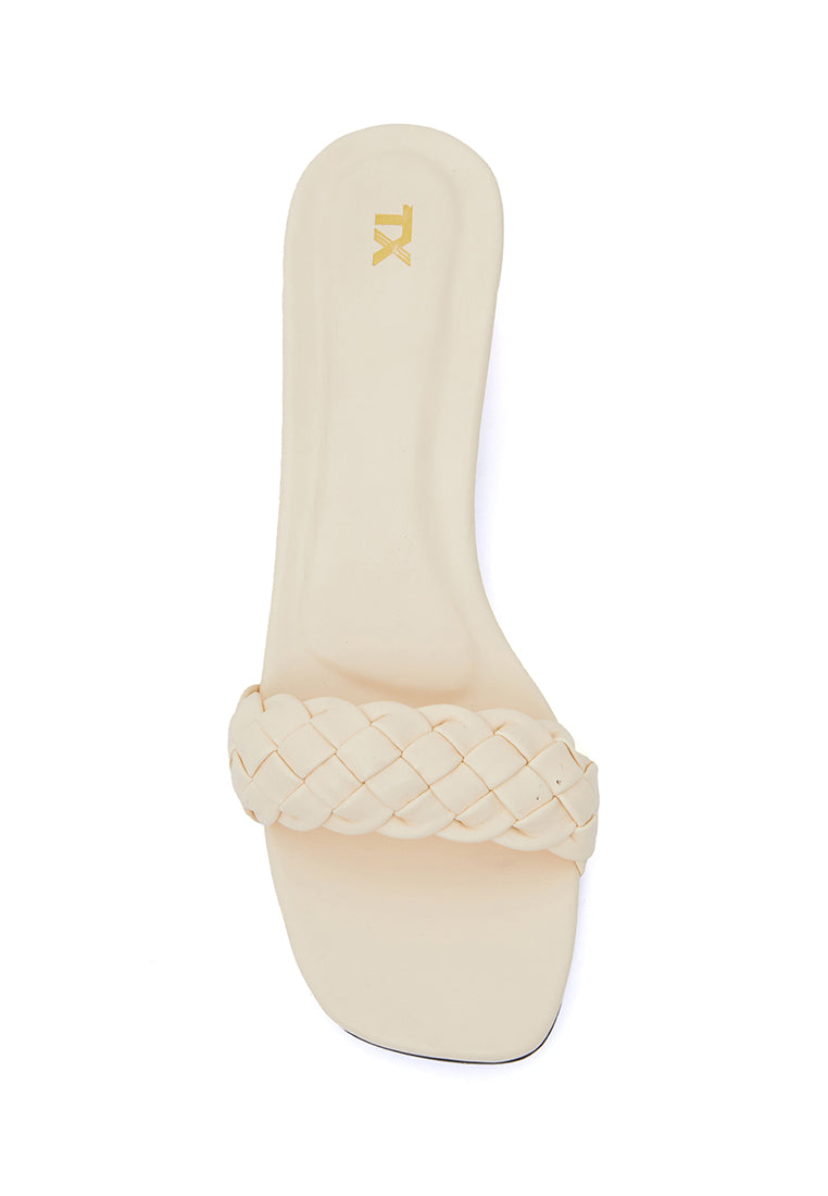 Beige Braided Strap Heels
