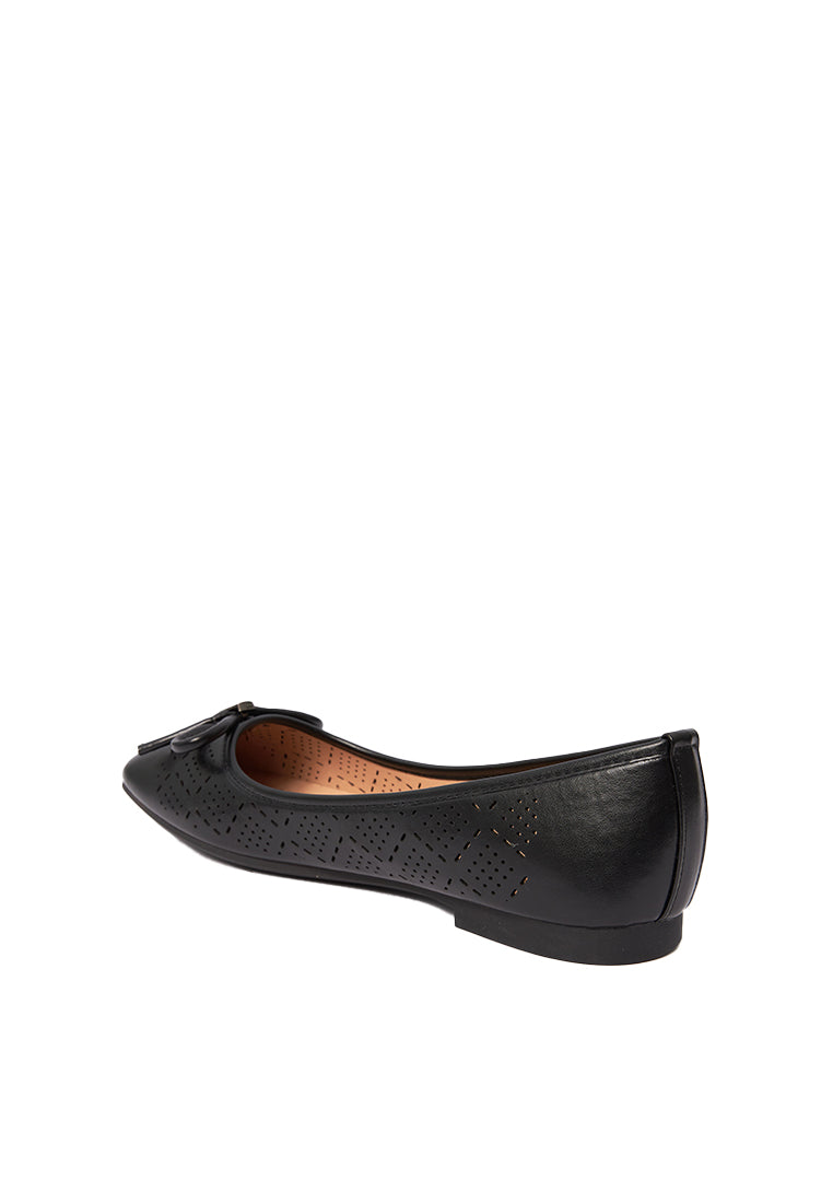 Black Perforated Ballerina Flats