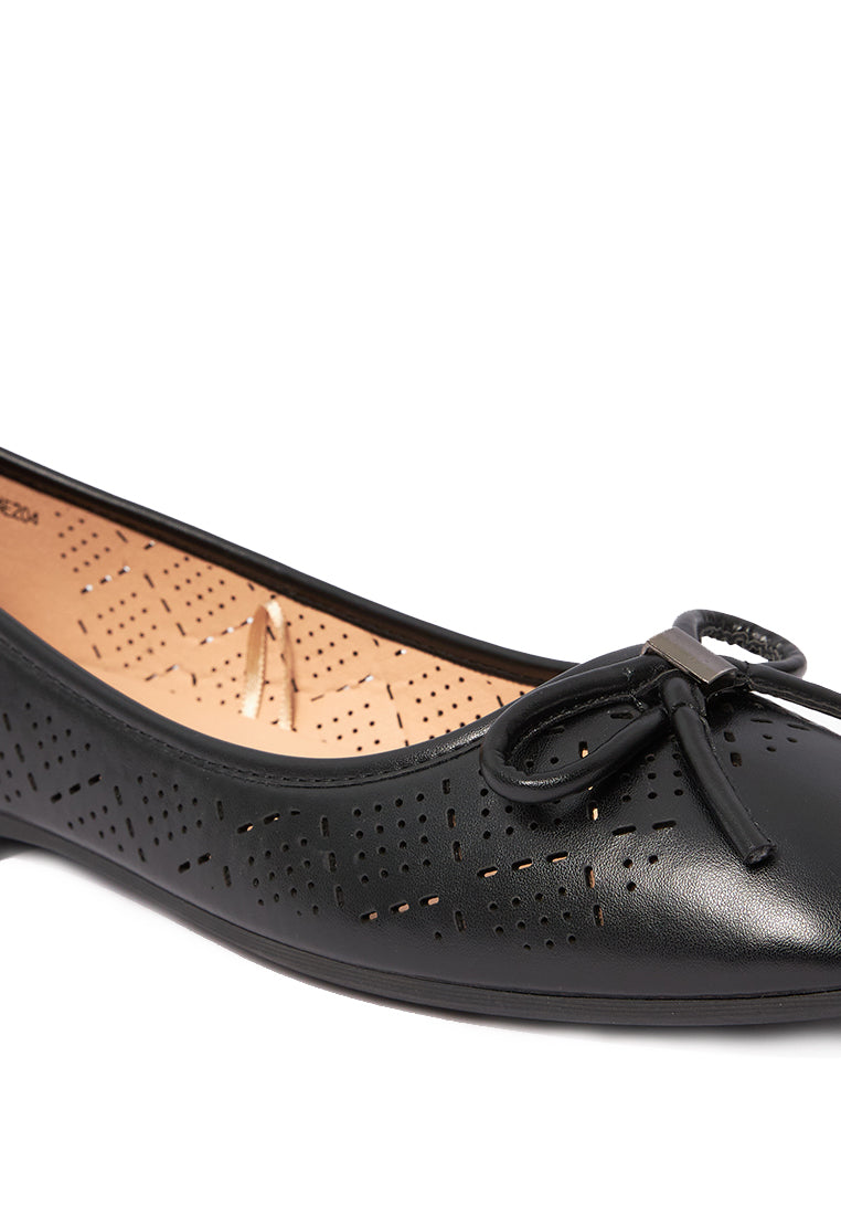 Black Perforated Ballerina Flats