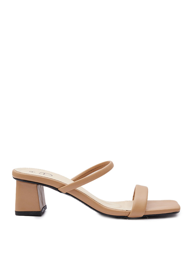 Khaki Double Strap Heels
