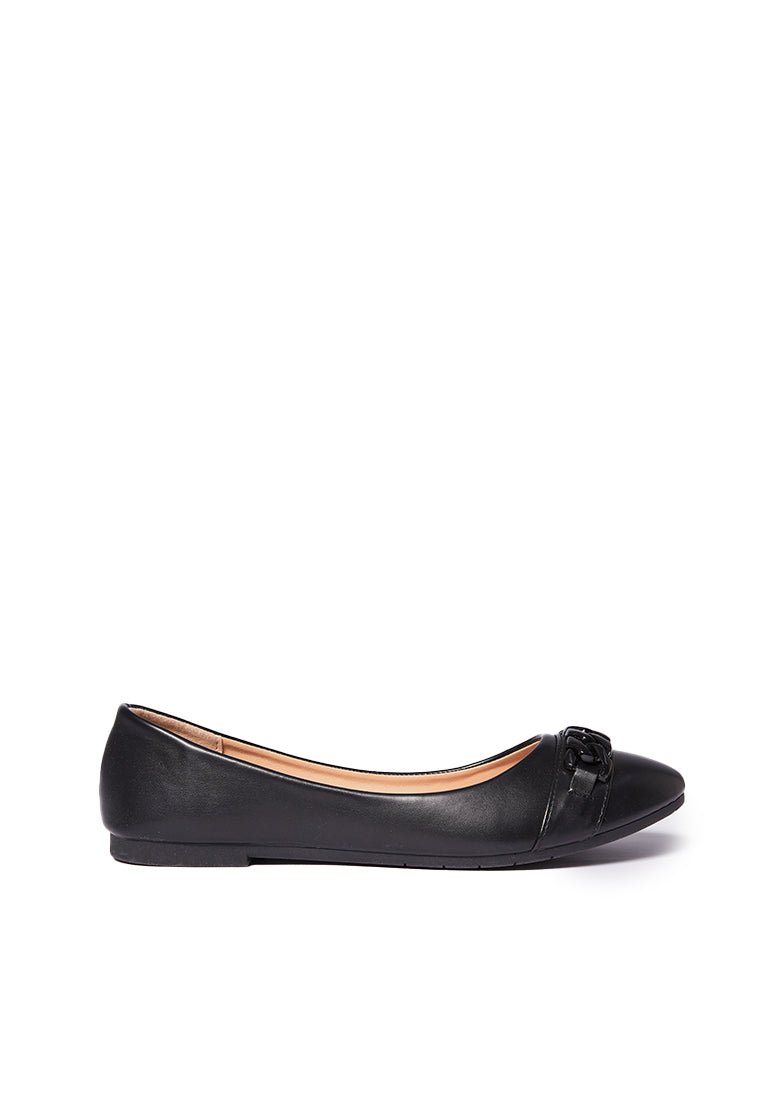 Black Chain Flat Shoes