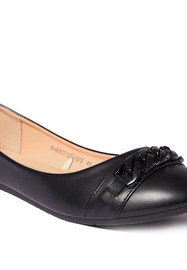 Black Chain Flat Shoes