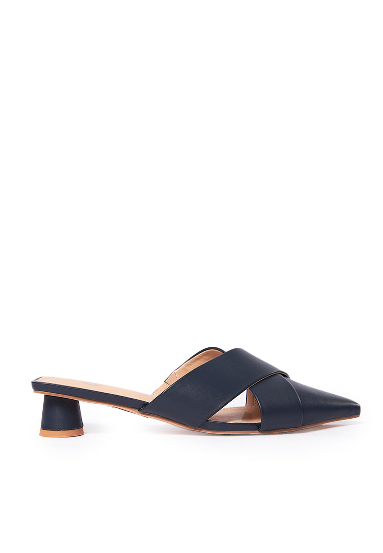 Navy Heels Mules Shoes