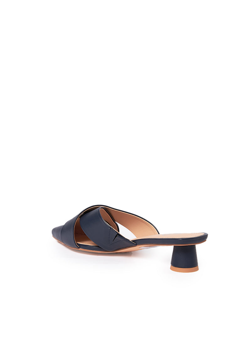 Navy Heels Mules Shoes