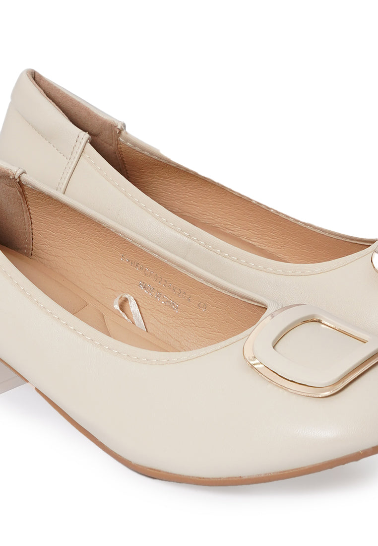 Beige Block Heels