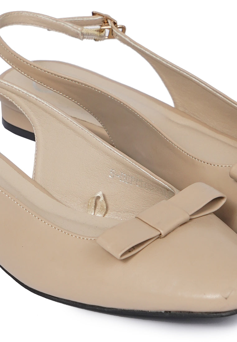 Beige Slingback Heels Shoes