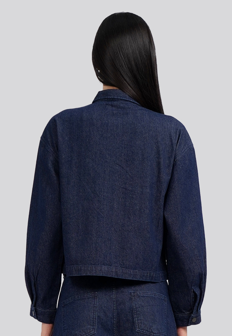 Double Pocket Collared Denim Jacket