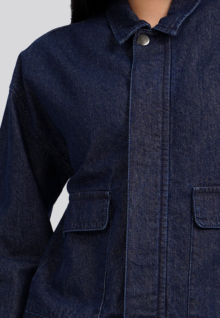 Double Pocket Collared Denim Jacket