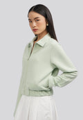 Full Zip Jacket with Elastic Waist Sage