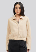 Full Zip Jacket with Elastic Waist Khaki