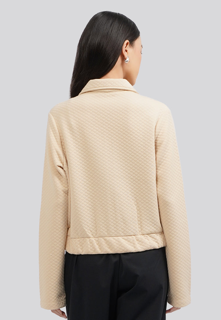 Full Zip Jacket with Elastic Waist Khaki