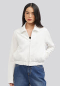 Full Zip Jacket with Elastic Waist Off White