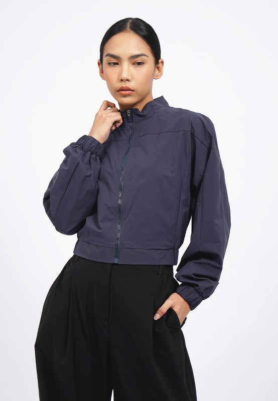 High Neck Active Jacket with Zipper