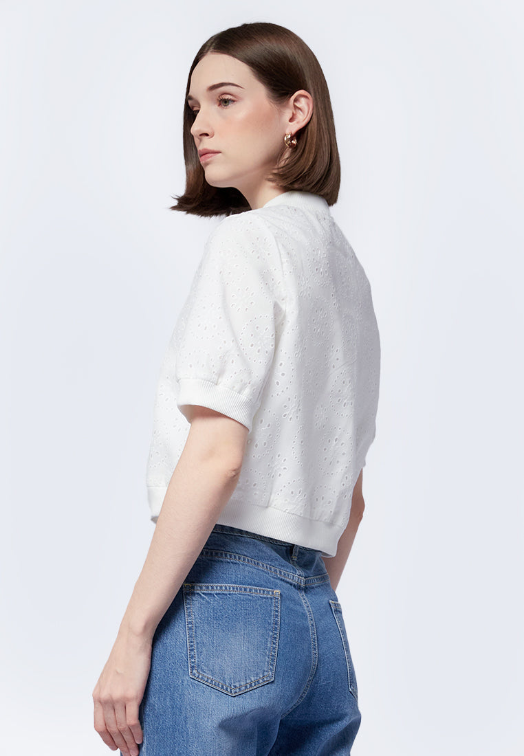 Eyelet Short Sleeve Bomber Jacket