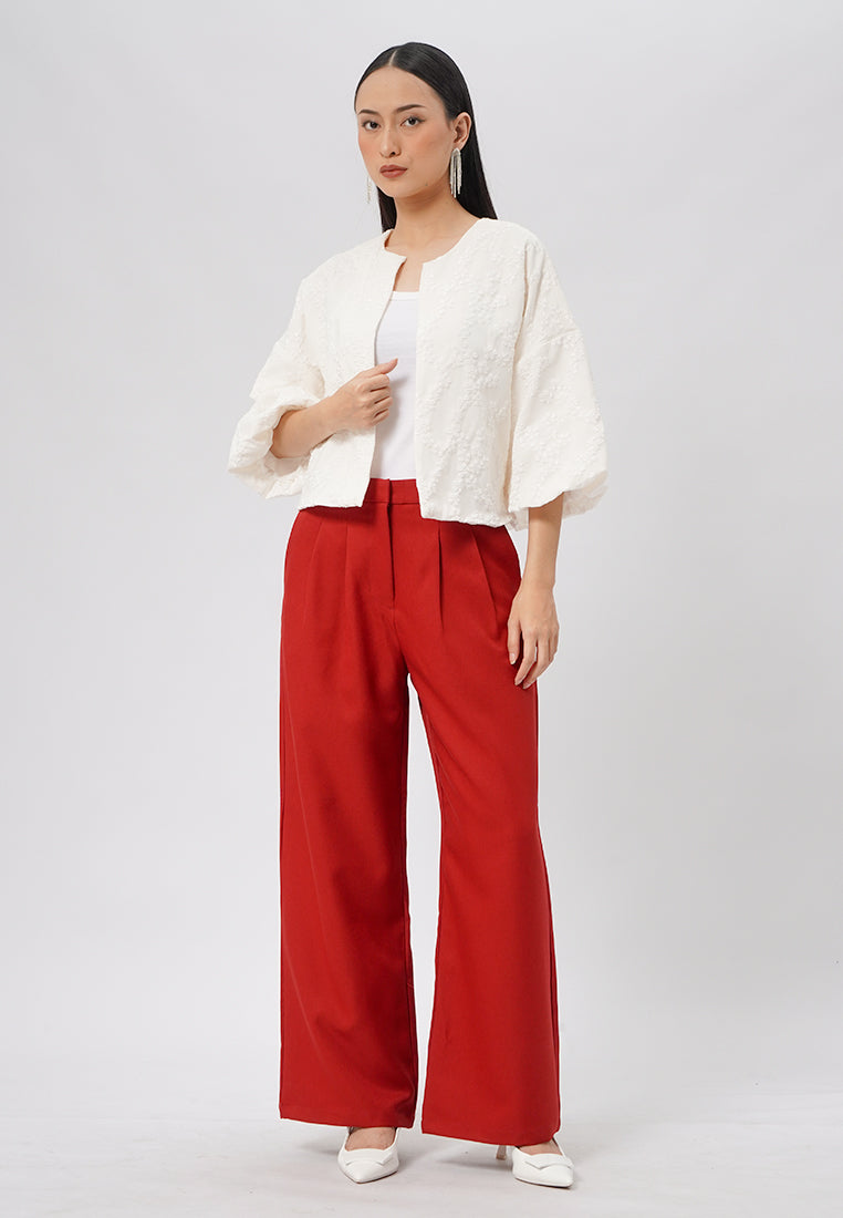 Jacquard Puff Sleeve Blouse