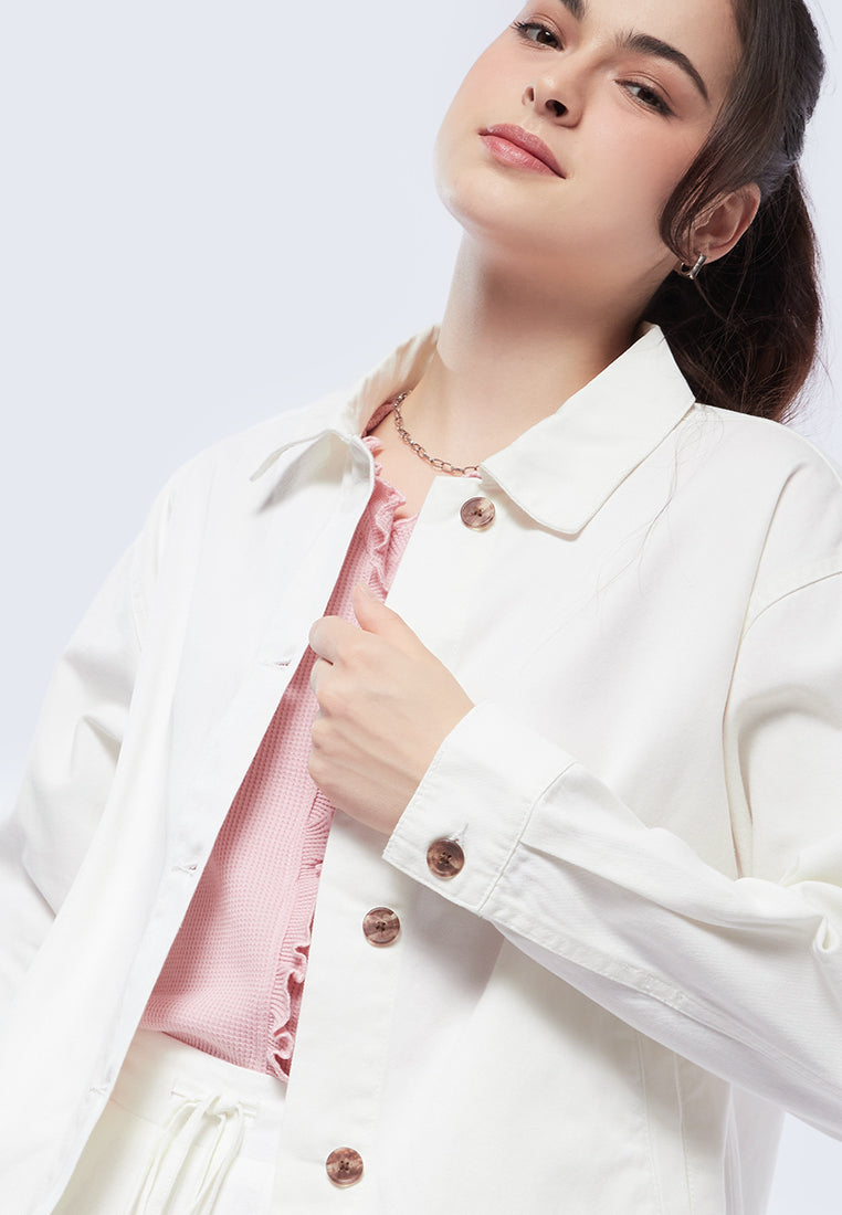 Twill Jacket with Horn Button