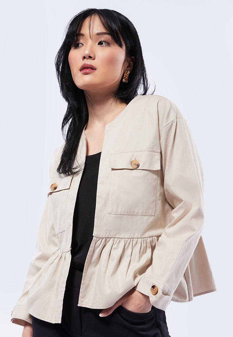 Front Pocket Peplum Jacket