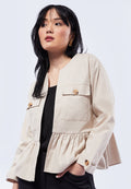 Front Pocket Peplum Jacket