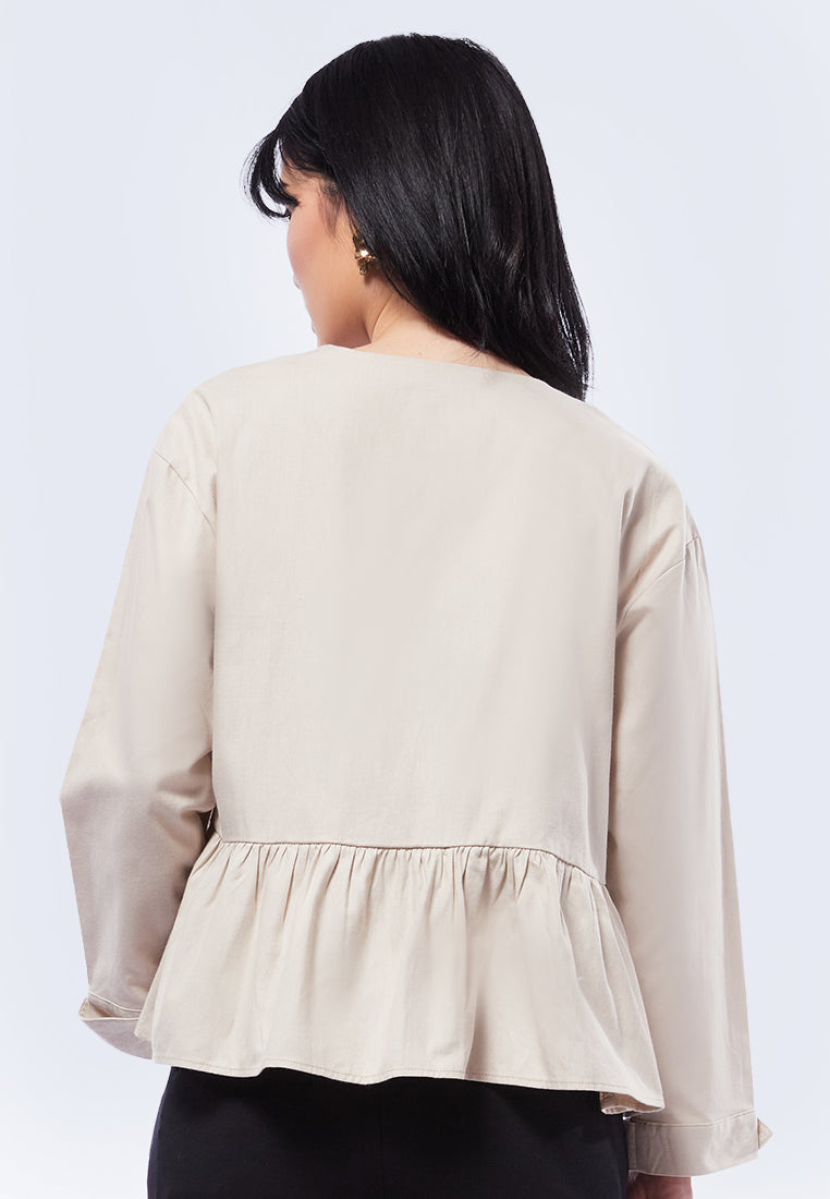 Front Pocket Peplum Jacket