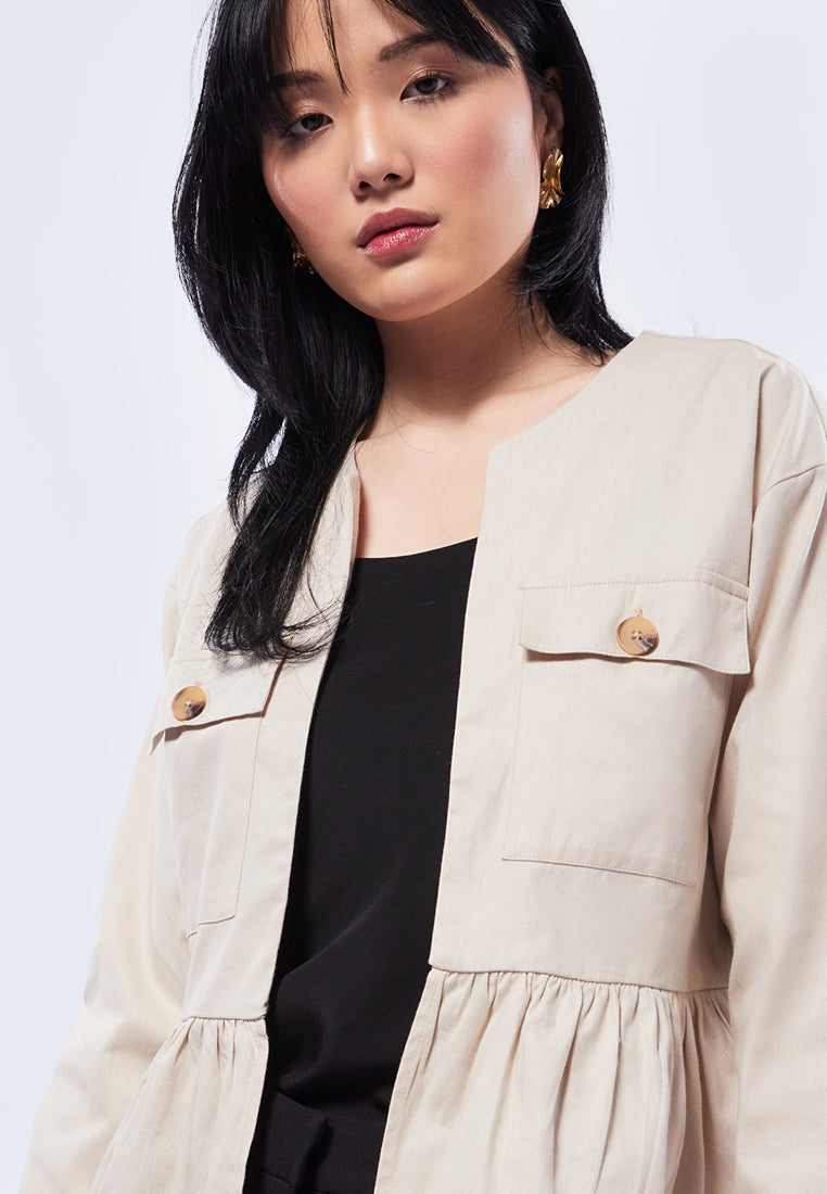 Front Pocket Peplum Jacket