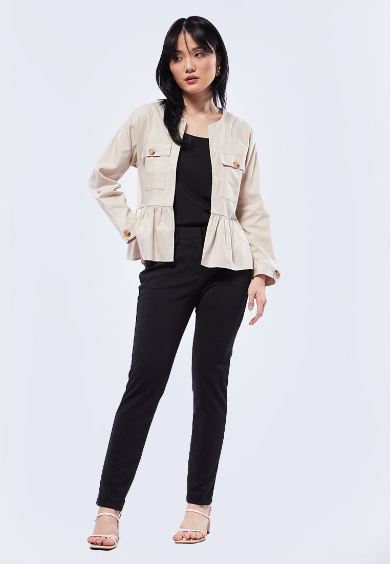 Front Pocket Peplum Jacket
