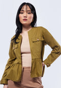 Front Pocket Peplum Jacket