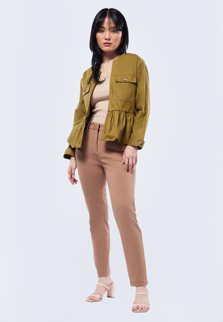 Front Pocket Peplum Jacket