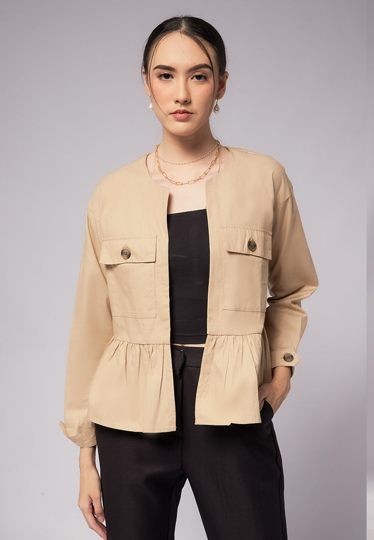 Front Pocket Peplum Jacket