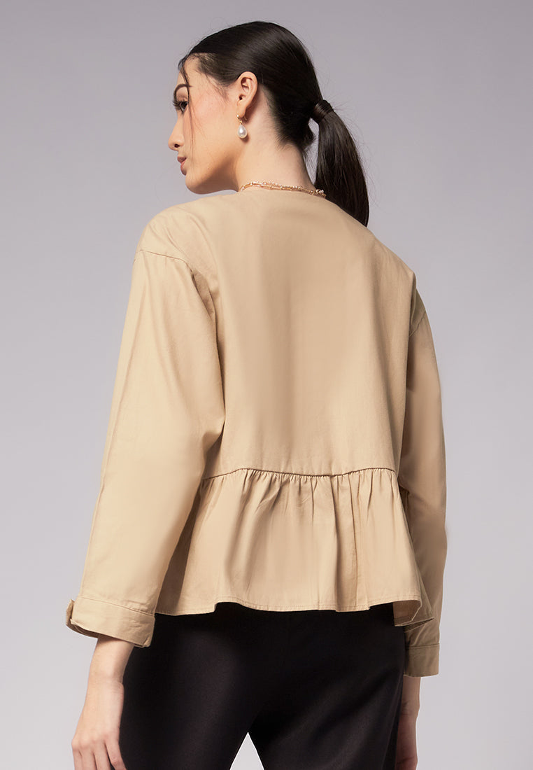 Front Pocket Peplum Jacket