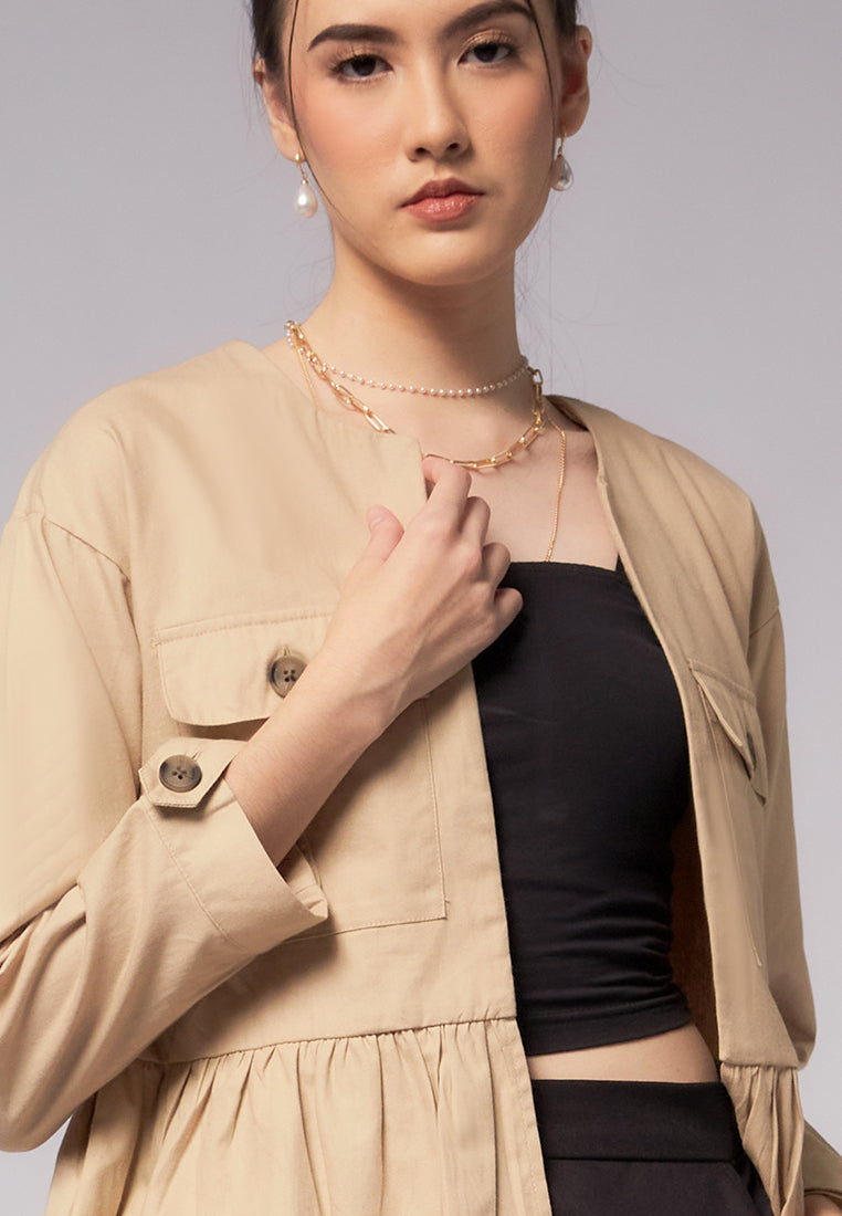 Front Pocket Peplum Jacket