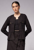 Front Pocket Peplum Jacket