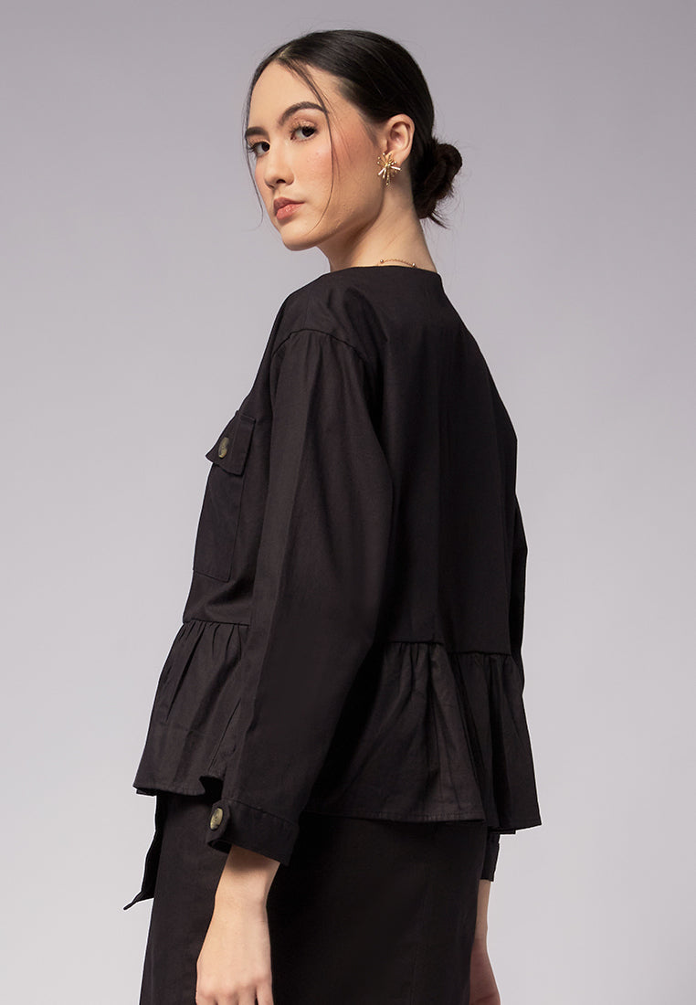 Front Pocket Peplum Jacket