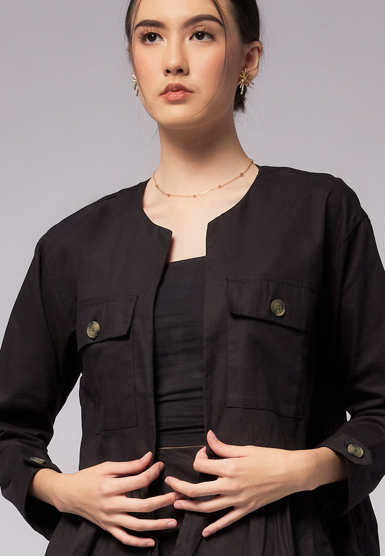 Front Pocket Peplum Jacket