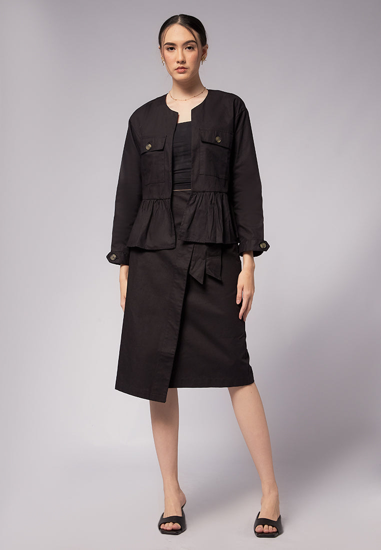 Front Pocket Peplum Jacket