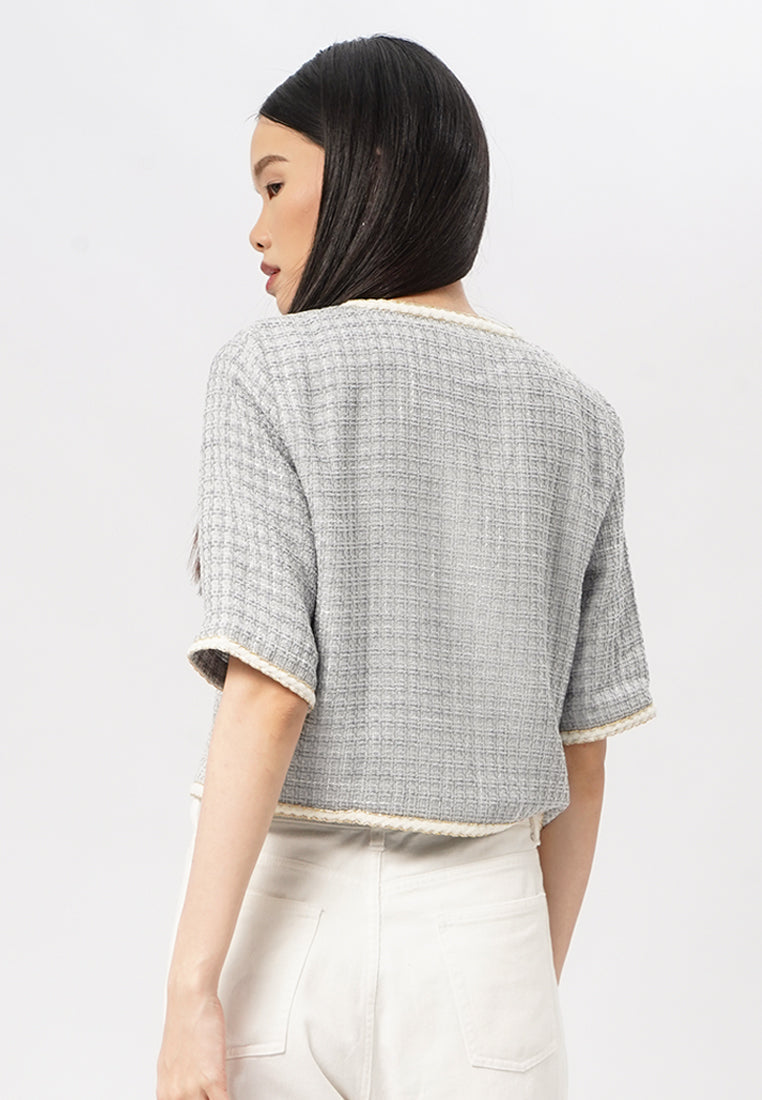 Short Sleeve Tweed Jacket