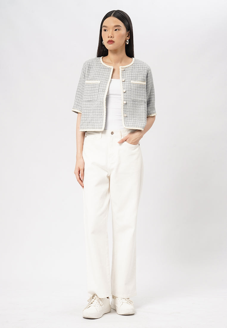 Short Sleeve Tweed Jacket