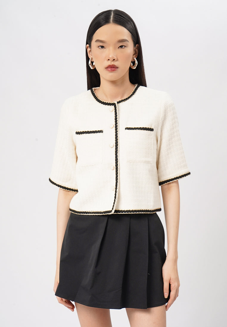 Short Sleeve Tweed Jacket