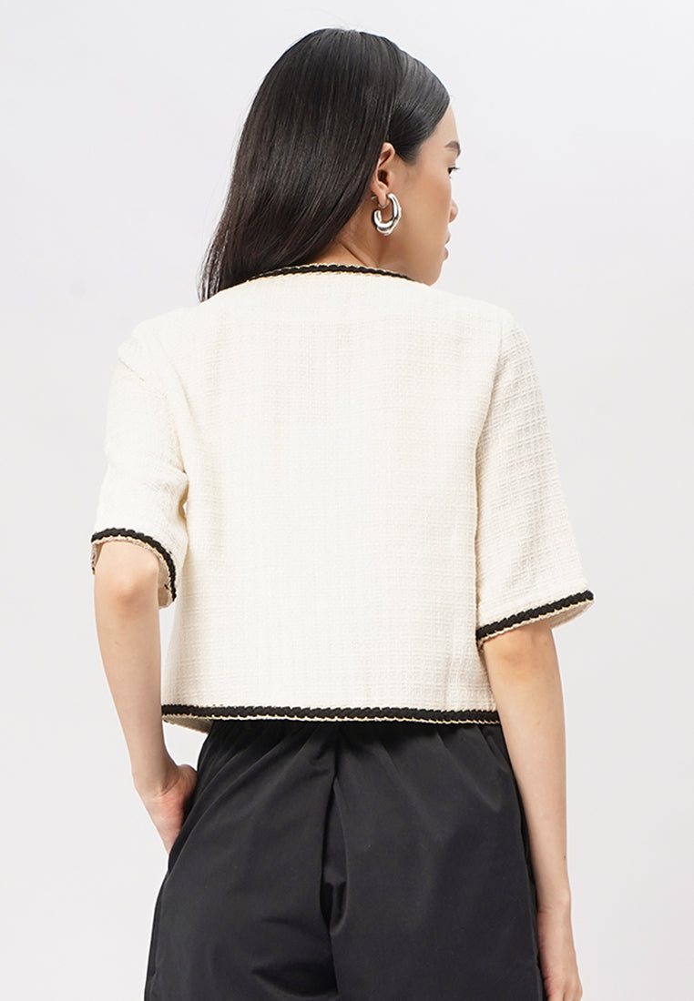 Short Sleeve Tweed Jacket