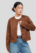 Long Sleeve Cropped Suede Jacket