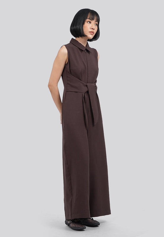 Belted Sleeveless Jumpsuit