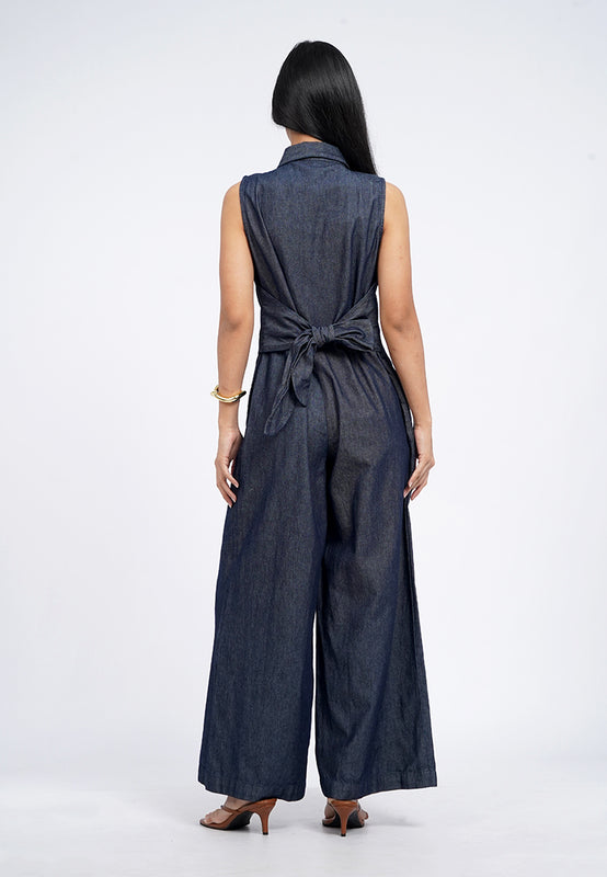 Sleeveless Collared Jumpsuit
