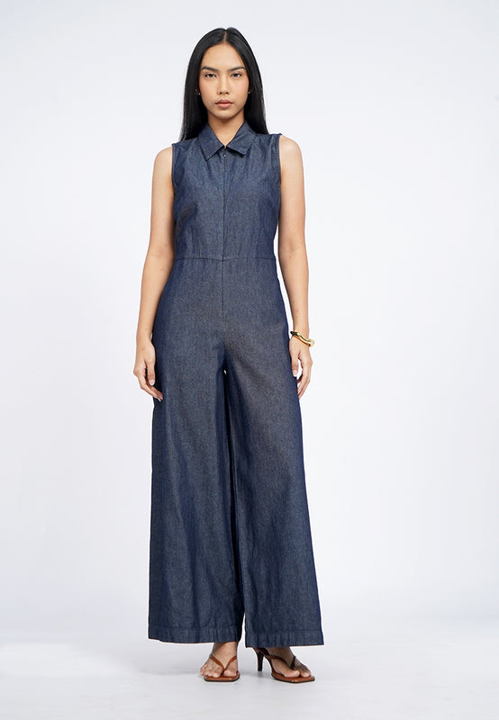 Sleeveless Collared Jumpsuit