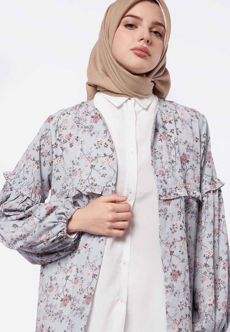 Balloon Sleeves Printed Long Outer