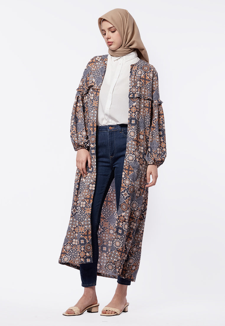 Balloon Sleeves Printed Long Outer