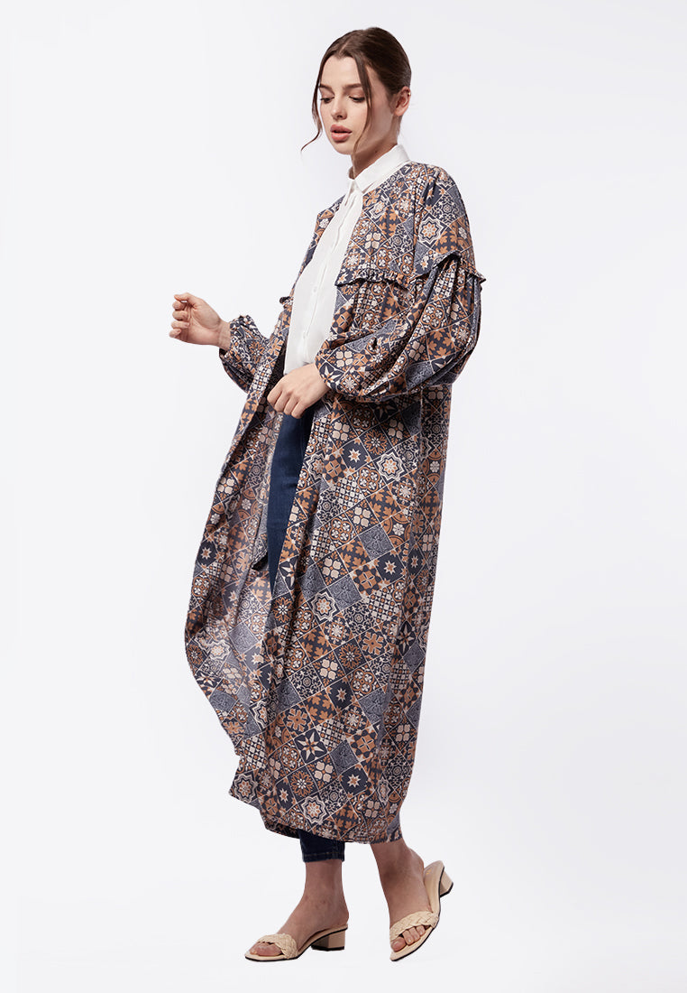Balloon Sleeves Printed Long Outer