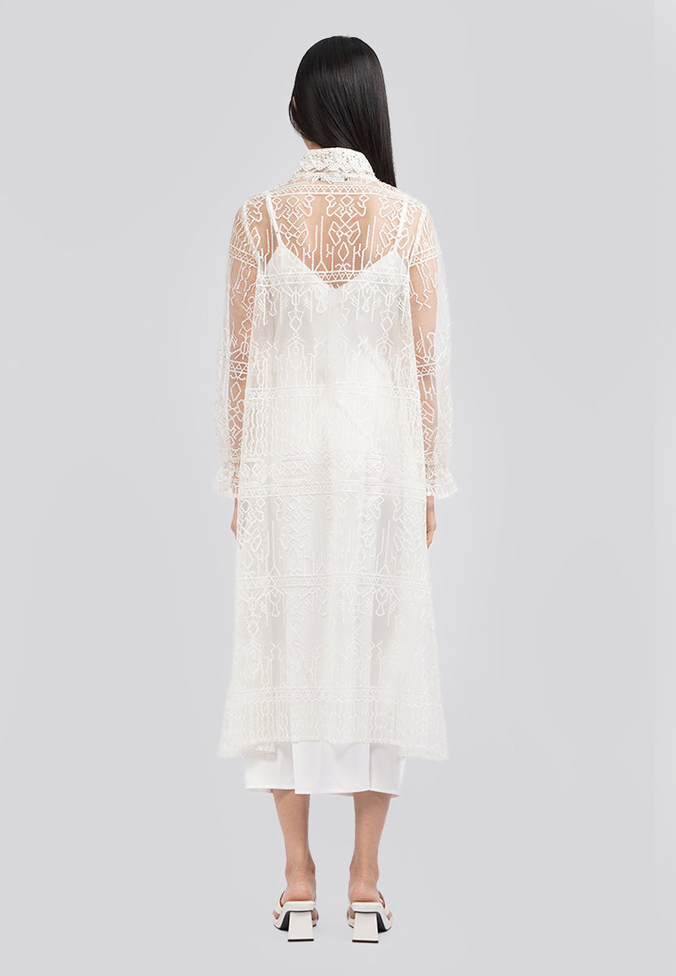 V-Neck Embroidered Long Sleeve Outer